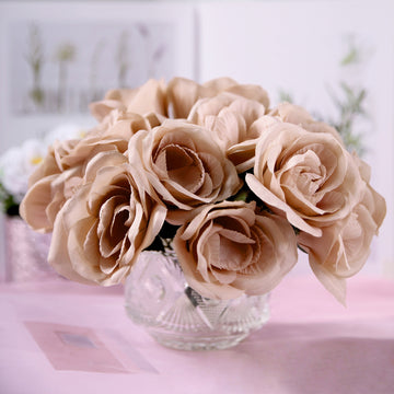 Elevate Your Event Decor with Dusty Rose Artificial Velvet-Like Roses