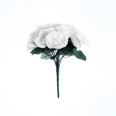 White artificial rose bouquet on a plain background