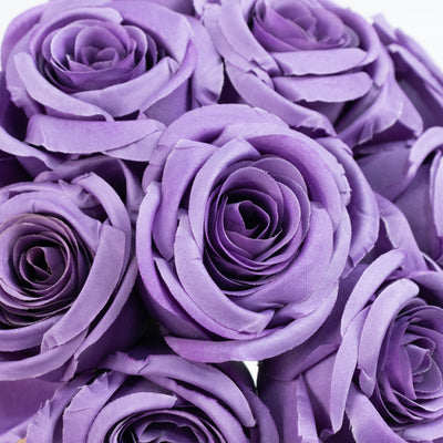 Purple fabric roses bouquet arrangement.