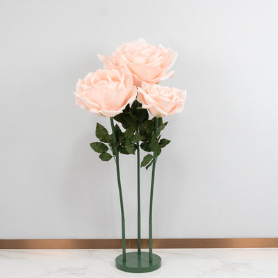 Artificial rose bouquet stand with pale pink flowers and green stems