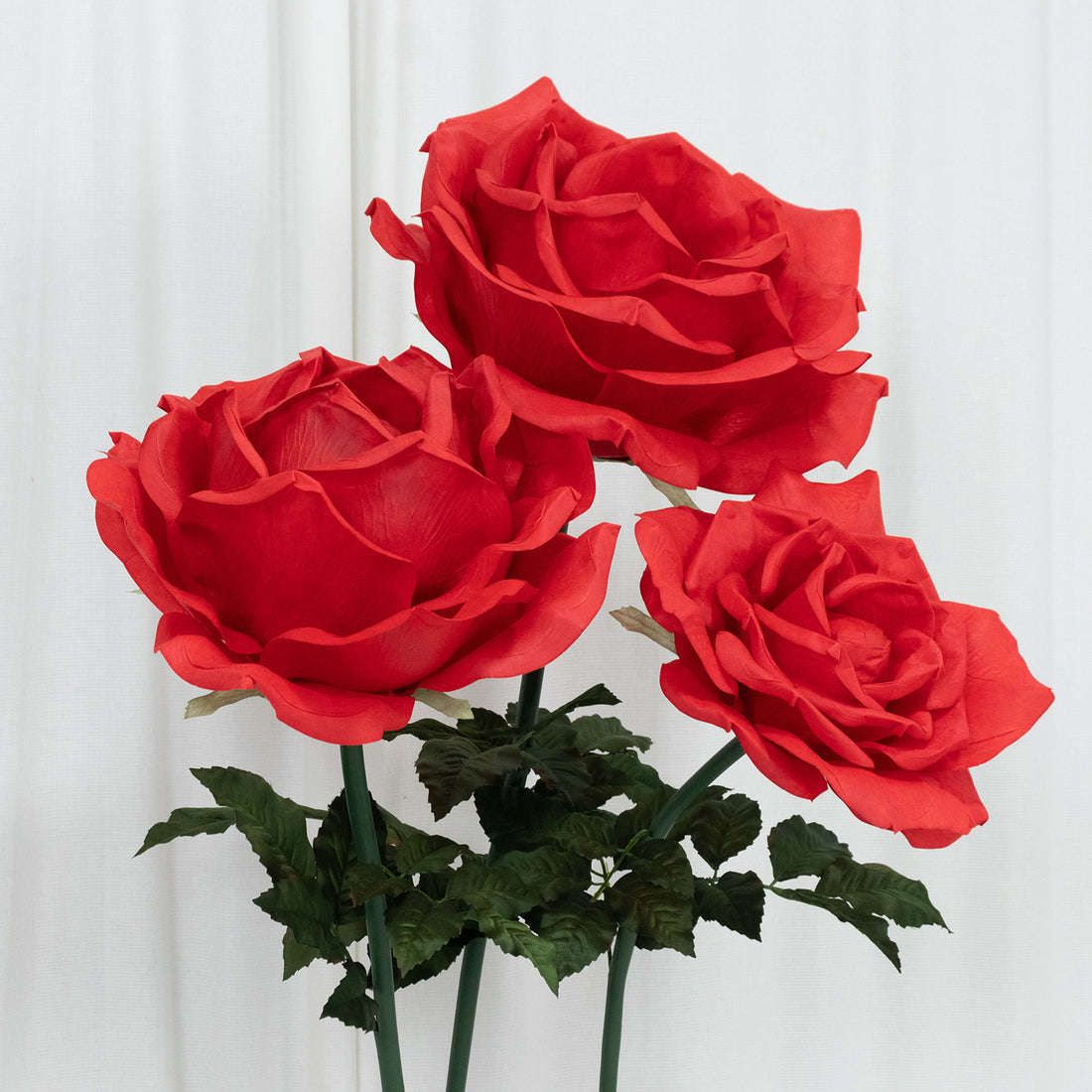 4.5ft Giant Artificial Rose Decor 3pc Red | eFavormart