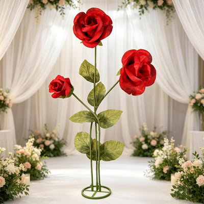 Red rose floral sculpture centerpiece for elegant wedding decor