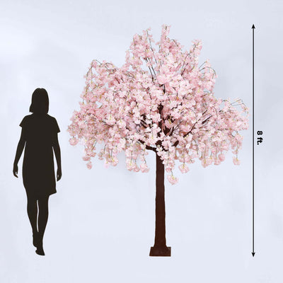 Artificial Cherry Blossom Tree 8ft Blush – Silk Sakura Wishing Tree with Fiberglass Trunk & Sturdy Metal Base