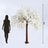 White flowering tree decoration, 8 feet tall.
