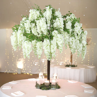 Artificial white flower tree centerpiece for elegant events
