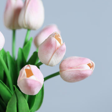Create a Mesmerizing Floral Display with 10 Stems Blush Artificial Foam Tulip Flower Bouquets