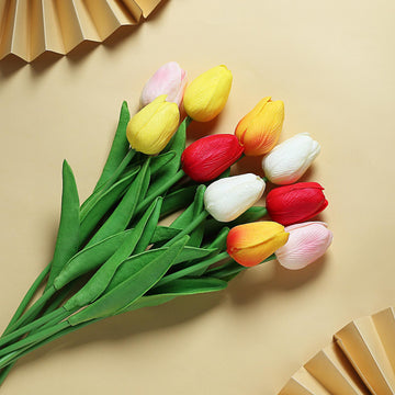 Versatile and Stunning: 10 Stems Assorted Real Touch Artificial Foam Tulip Flowers