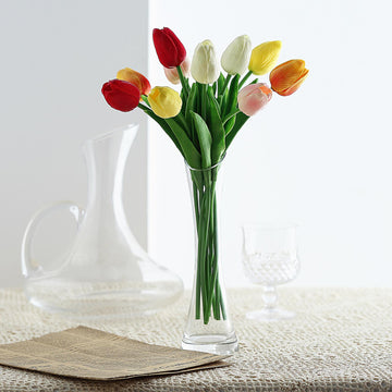 Add a Touch of Elegance with 10 Stems Assorted Real Touch Artificial Foam Tulip Flowers