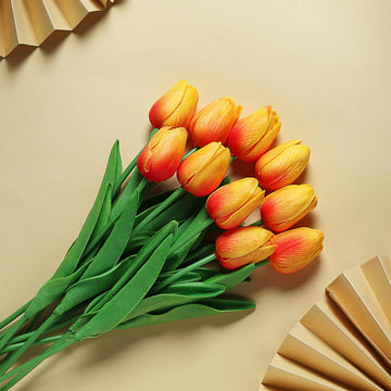 Elevate Your Décor with Orange Real Touch Artificial Foam Tulip Flower Bouquets