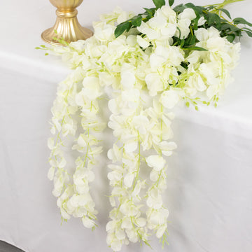 Elevate Your Event Decor with Cream Ornamental Hanging Wisteria Garland