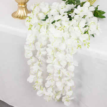 Elevate Your Event Decor with White Ornamental Hanging Wisteria Garland