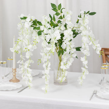 White Faux Silk Hanging Wisteria Vines - The Perfect Wedding Decor