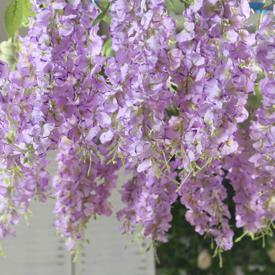 6-Pack Purple Silk Wisteria Vines Hanging Plants, Long Artificial Flowers Bushes - 4 Full Strands In