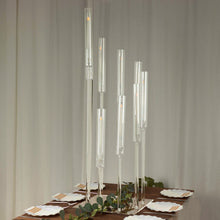 9 Arm Clear Acrylic Cluster Taper Candle Holder Candelabra, Pillar Candle Stick Stand