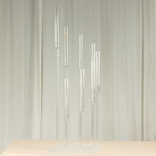 9 Arm Clear Acrylic Cluster Taper Candle Holder Candelabra, Pillar Candle Stick Stand