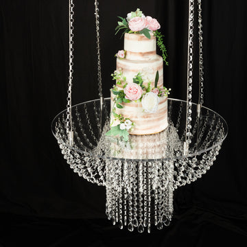 <strong>Dazzling Acrylic Hanging Crystal Chandelier Cake Stand</strong>