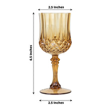 6 Pack | 8oz Amber Gold Crystal Cut Reusable Plastic Wine Glasses