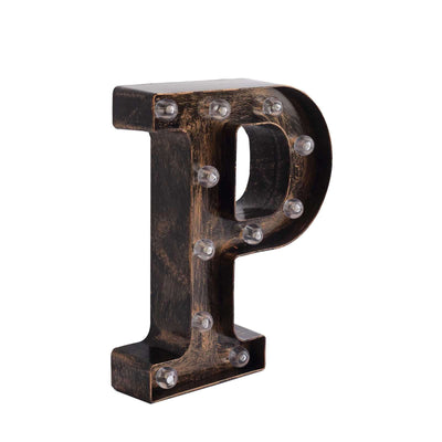 Black vintage marquee letter "P" with lights