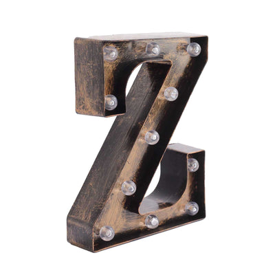 Wooden marquee letter "Z" with bulbs, vintage style