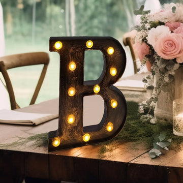 Antique Black Industrial Style LED Marquee Letter Light "B"