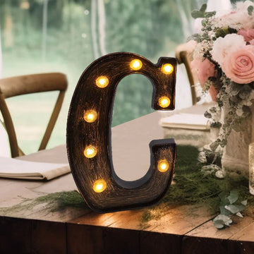 Antique Black Industrial Style LED Marquee Letter Light "C"