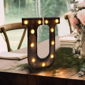 Antique Black Industrial Style LED Marquee Letter Light "U"