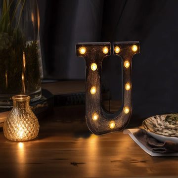 Antique Black Industrial Style LED Marquee Letter Light "U"
