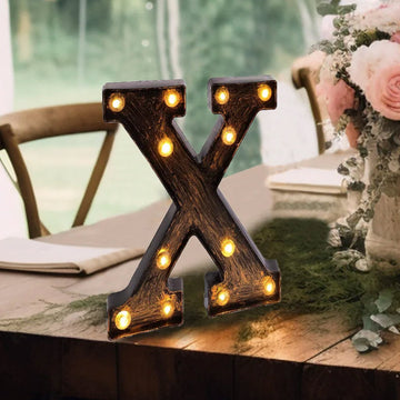 Antique Black Industrial Style LED Marquee Letter Light "X"