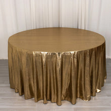 120inch Shiny Antique Gold Round Polyester Tablecloth With Shimmer Sequin Dots