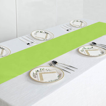 Experience Elegance and Durability with the Apple Green Polyester Table Runner
