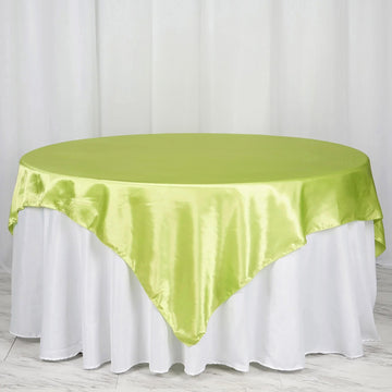 Apple Green Seamless Satin Square Tablecloth Overlay 72" x 72"