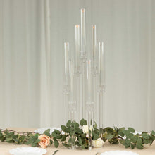 7 Arm Clear Acrylic Cluster Round Taper Candle Holder Candelabra, Pillar Candle Stick Stand