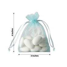 10 Pack | 3x4inch Baby Blue Organza Drawstring Wedding Party Favor Gift Bags