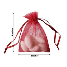 10 Pack | 3x4inch Burgundy Organza Drawstring Wedding Party Favor Gift Bags