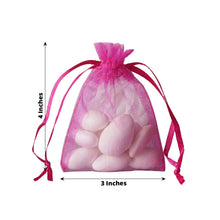 10 Pack | 3x4inch Fuchsia Organza Drawstring Wedding Party Favor Gift Bags