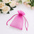 Pink sheer organza drawstring gift pouch with satin ribbons