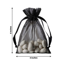 10 Pack | 4inches Black Organza Drawstring Wedding Party Favor Gift Bags