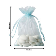 10 Pack | 4inches Baby Blue Organza Drawstring Wedding Party Favor Gift Bag