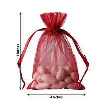 10 Pack | 4inches Burgundy Organza Drawstring Wedding Party Favor Gift Bags