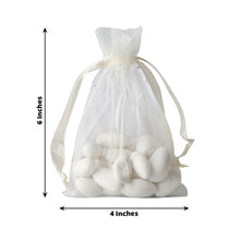 10 Pack | 4inches Ivory Organza Drawstring Wedding Party Favor Gift Bags
