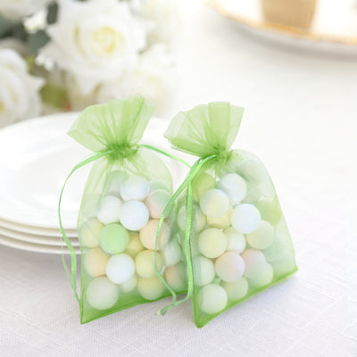 Colorful decorative candy bags filled with pastel eggs.