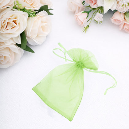 100 Pack Mint Organza Drawstring Gift Bags, 4" x 6" – Wedding Party Favor Bags