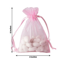 10 Pack | 4inches Pink Organza Drawstring Wedding Party Favor Gift Bags