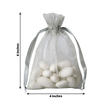 10 Pack | 4inches Silver Organza Drawstring Wedding Party Favor Gift Bags