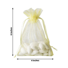 10 Pack | 4inches Yellow Organza Drawstring Wedding Party Favor Gift Bags