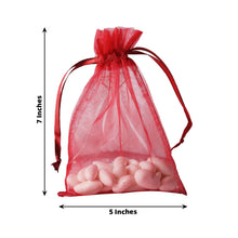 10 Pack | 5x7inch Burgundy Organza Drawstring Wedding Party Favor Gift Bags