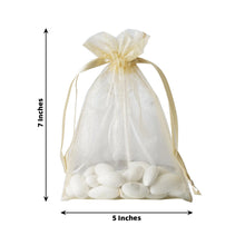 10 Pack | 5x7inch Champagne Organza Drawstring Wedding Party Favor Gift Bags