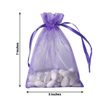 10 Pack | 5x7inch Purple Organza Drawstring Wedding Party Favor Gift Bags