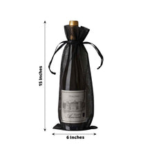 10 Pack | 6x15inch Black Organza Drawstring Party Favor Wine Gift Bags