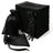 Black organza gift bags stacked and arranged in various sizes.